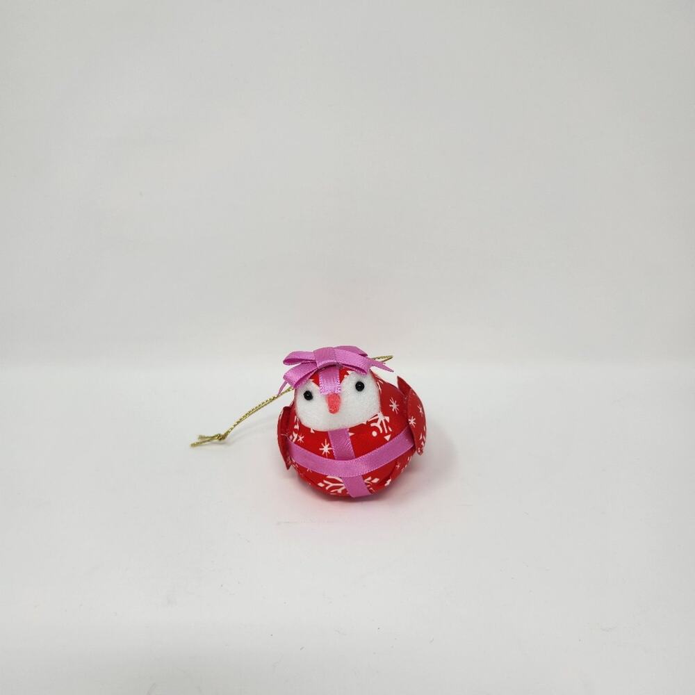"Bow" Red & Pink Present Bird Ornament